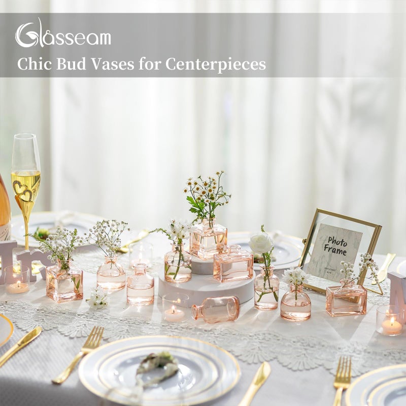 Glasseam Champagne Glass Bud Vase: Mini Small Vases for Centerpieces Cute Flower Vase Set of 5 Tiny Vases for Flowers Decorative Centerpiece for Table Decor Wedding Party Dining Room Decoration - Image 4