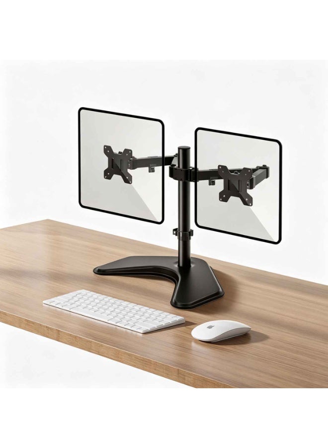 Dual Monitor Stand for Desk,Desk Mount,Monitor Stands for 2 Monitors up to 32 inch,Dual Monitors Mount Fits up to 22lbs,Free Standing Full Motion Dual Monitors Arm for Desk,With VESA 75/100 mm,Black - Image 1