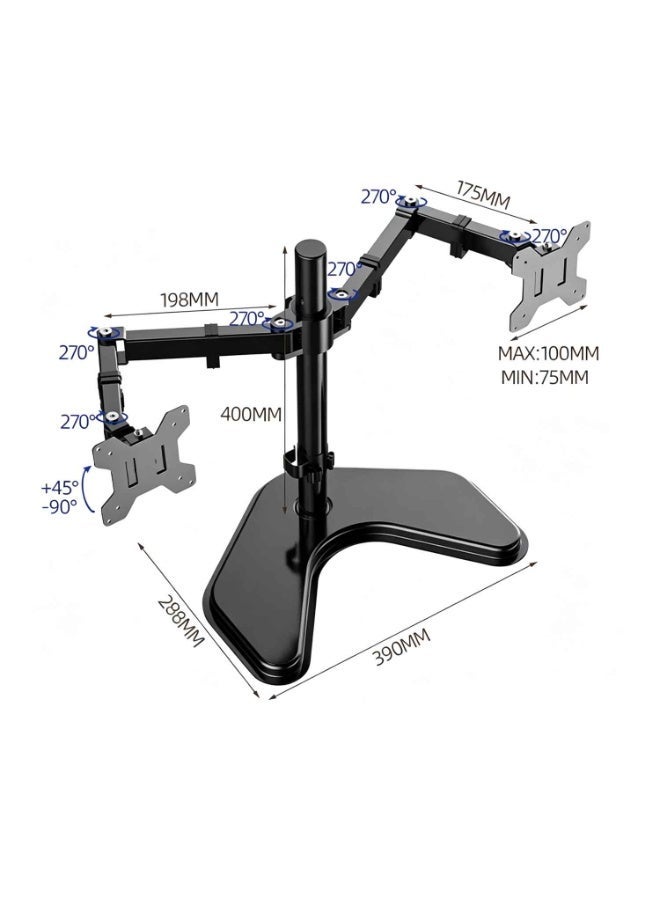Dual Monitor Stand for Desk,Desk Mount,Monitor Stands for 2 Monitors up to 32 inch,Dual Monitors Mount Fits up to 22lbs,Free Standing Full Motion Dual Monitors Arm for Desk,With VESA 75/100 mm,Black - Image 3