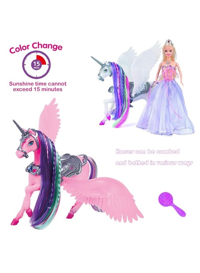 Bettina Color Change Unicorn and Fairy Tale Princess Doll, W/ Mane Brush, Girls' Unicorn Doll Toys Gifts, Presents for Girl Kids Aged 3+ (Color Changing White Unicorn) - Image 5