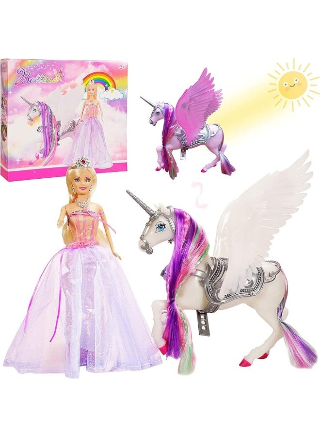 Bettina Color Change Unicorn and Fairy Tale Princess Doll, W/ Mane Brush, Girls' Unicorn Doll Toys Gifts, Presents for Girl Kids Aged 3+ (Color Changing White Unicorn) - Image 2
