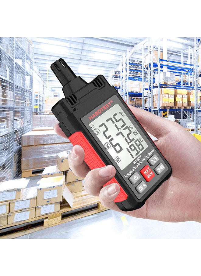 HABOTEST - HABOTEST HT607 Digital Hygrometer Handheld Temperature & Humidty Meter Thermo-hygrometer LCD Thermometer Hygrometer Psychrometer Wet Bulb Dew Point Temperature Humidity Detector - Image 1