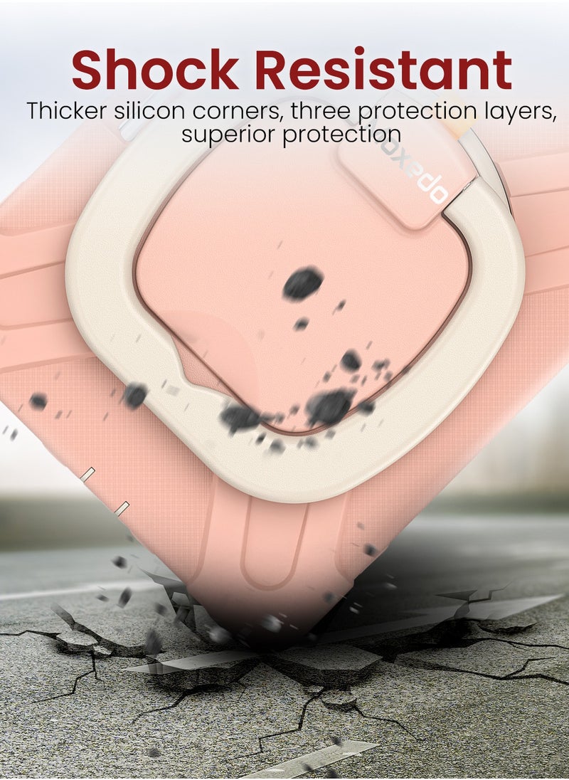 Moxedo Moxedo Heavy Duty Shockproof Rugged Protective Colorful Case with 360 Rotating Kickstand, Shoulder Strap, and  Pen Holder for Kids Compatible for Apple iPad Mini 6 - Rose Gold  - Image 5