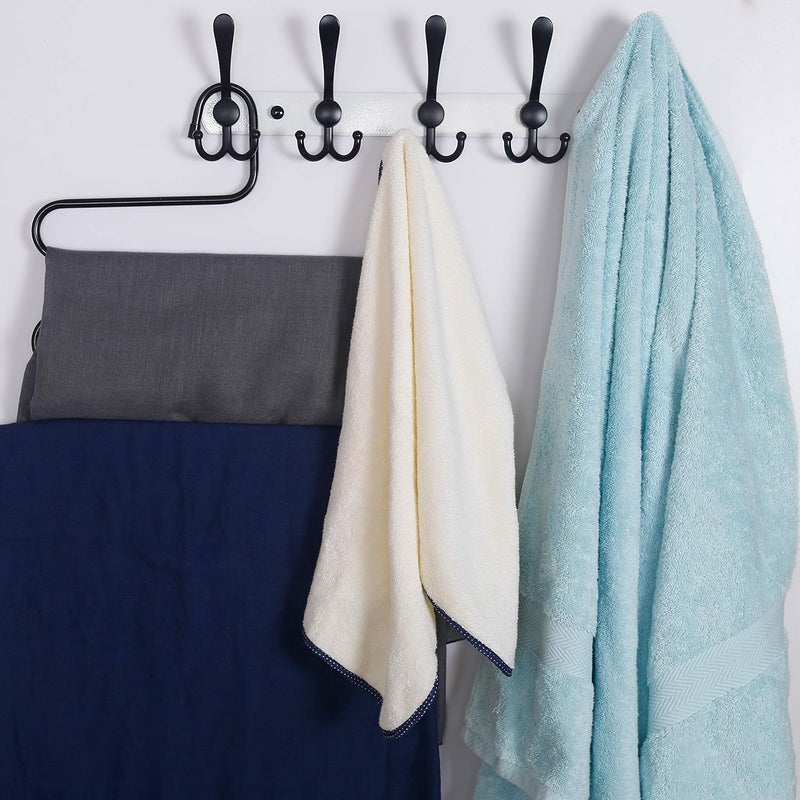Dseap Wall Mounted Coat Rack - 5 Tri Hooks, Heavy Duty, Stainless Steel, Metal Coat Hook Rail for Coat Hat Towel Purse Robes Mudroom Bathroom Entryway (White & Black, 2 Packs) - Image 4