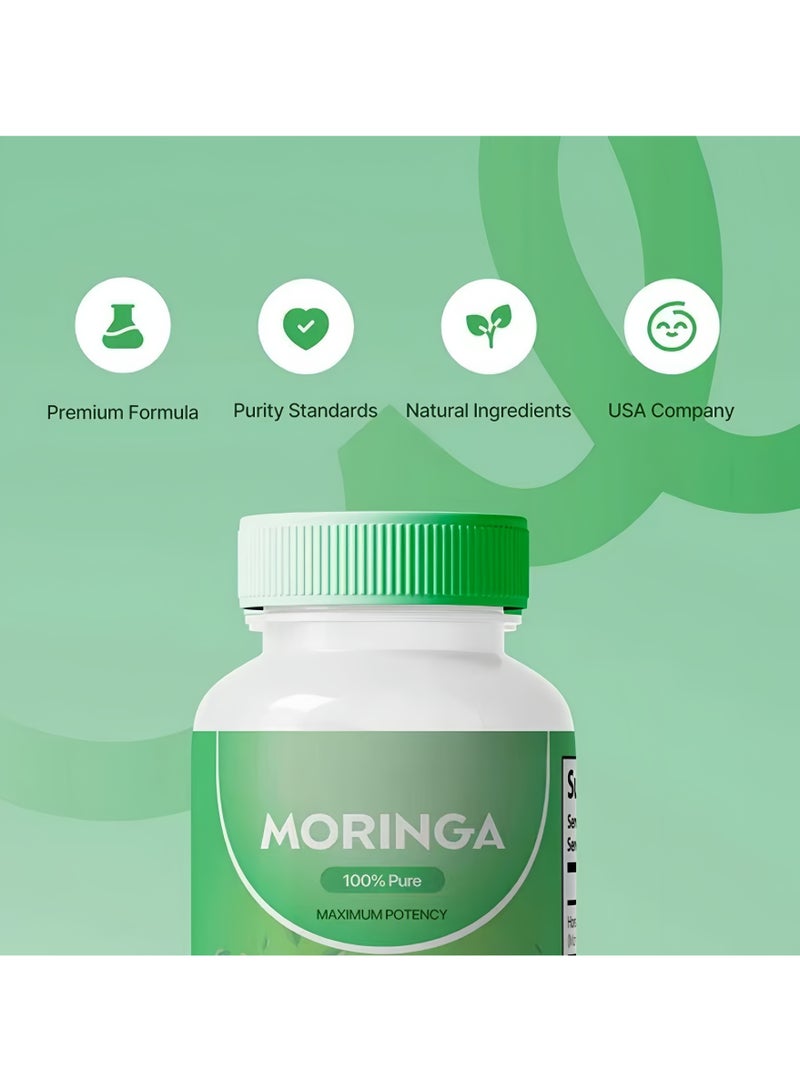 مورينجا **كبسولات مسحوق المورينجا النقي** **غني بالعناصر الغذائية - مسحوق المورينجا الطبيعي** **مضادات أكسدة خضراء فائقة تدعم:** *   **الطاقة** *   **صحة البشرة** *   **صحة الأمعاء+** *   **الفيتامينات الأساسية & الأحماض الأمينية A1** - Image 4
