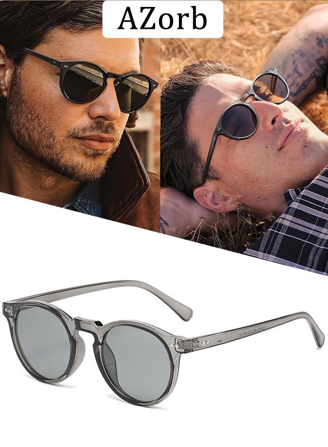 AZorb Polarized sunglasses Men Women Round Classic Sun Glassess for Men's Womens Sunglass Retro Man Eye Glasses Acetate Sun Glas UV Protection Shades for Driving Travel Daily Black - Image 1