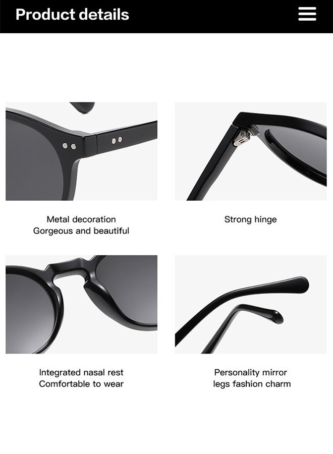 AZorb Polarized sunglasses Men Women Round Classic Sun Glassess for Men's Womens Sunglass Retro Man Eye Glasses Acetate Sun Glas UV Protection Shades for Driving Travel Daily Black - Image 2