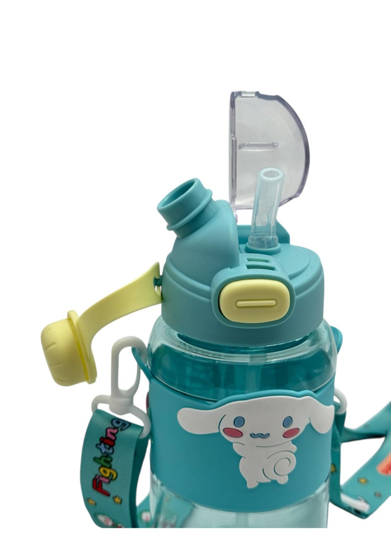 QSHOP QSHOP® Kids Bottle 600ml – 2 Drinking Outlets (Straw + Regular Hole) – Safe and Easy to Use Design – with Carrying Shoulder Strap – Suitable for School, Trips, Workout  - Image 4