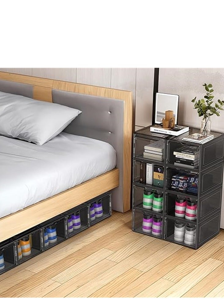 6-Piece Shoe Storage Boxes Clear Plastic Stackable Shoes Organizer for Closet Sneaker Storage Bins - Image 3