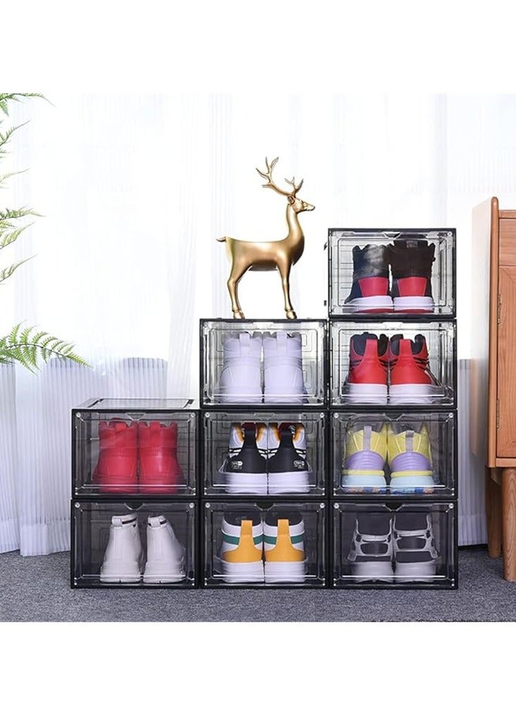 6-Piece Shoe Storage Boxes Clear Plastic Stackable Shoes Organizer for Closet Sneaker Storage Bins - Image 4