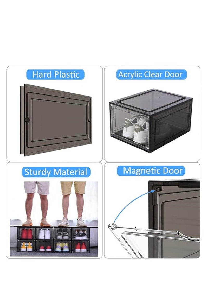 6-Piece Shoe Storage Boxes Clear Plastic Stackable Shoes Organizer for Closet Sneaker Storage Bins - Image 5