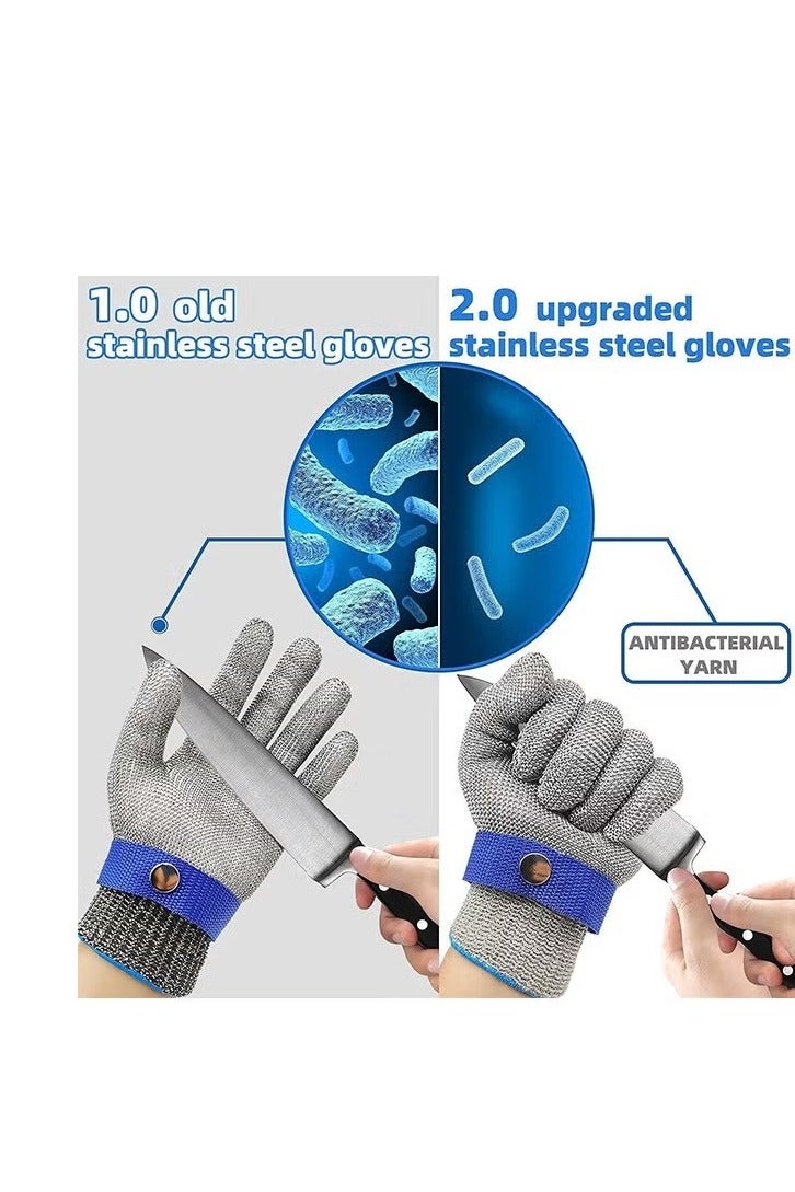 Cut Resistant Glove, Level 9 Safety Protective Gloves Ambidextrous, Food Grade Durable Cut Glove for Kitchen Cooking, Stainless Steel Mesh Metal Glove, Butcher Meat Cutting, Oyster Shucking, Garden, Fishing - Image 2