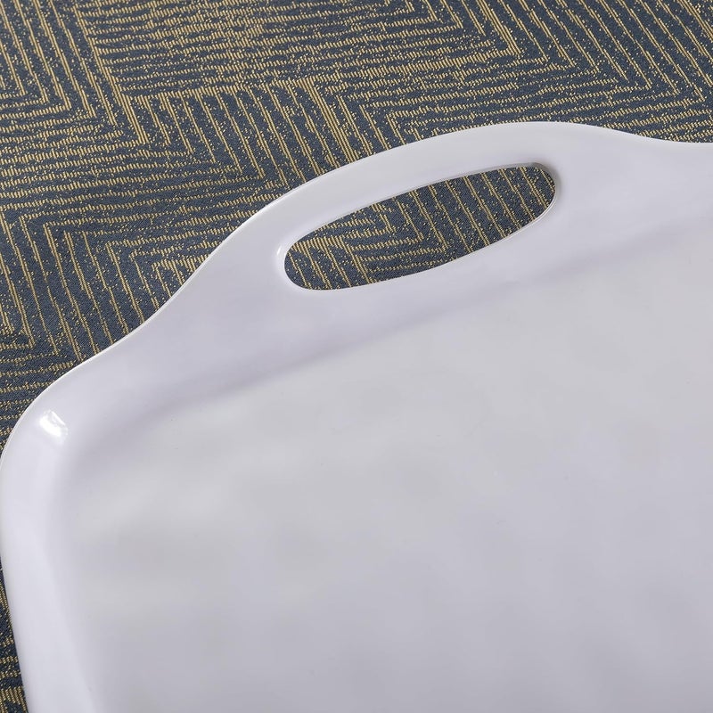ZAROCRUS Large Serving Tray with Handles19x12 Large Rectangular Melamine Serving Platters Set of 2 Kitchen Food and BBQ ServingTrayDishwasher Safe Bright White - Image 2
