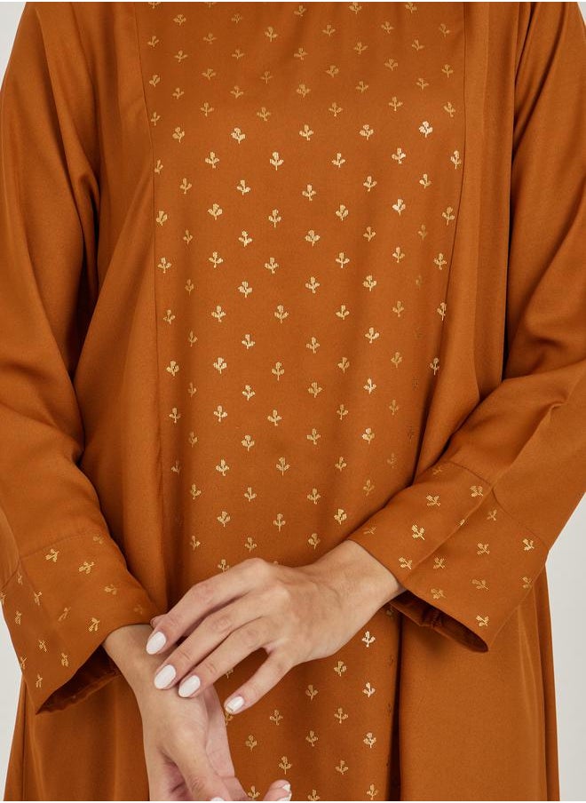 Styli - Panel Foil Print Long Sleeves Jalabiya - Image 1
