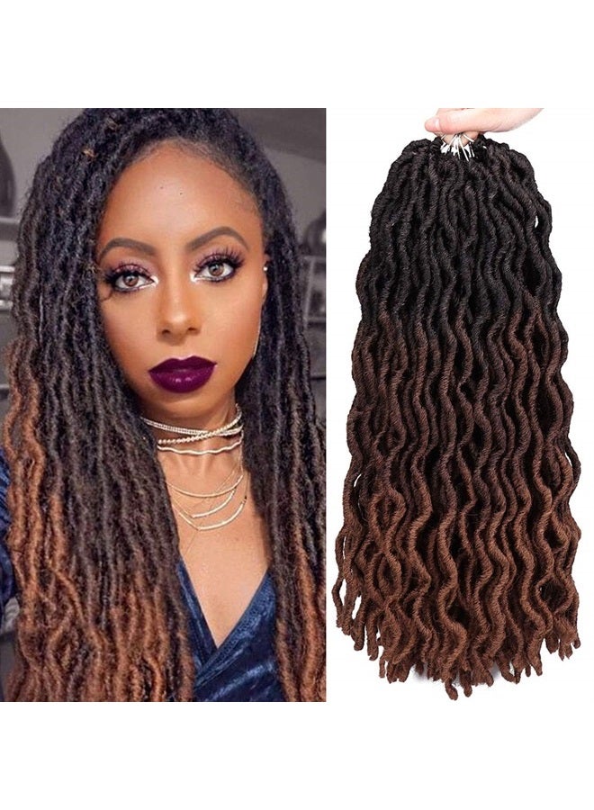 Liyate 18 Inch Goddess Faux locs Crochet Hair 6 Packs/Lot Soft Gypsy Locs Wavy Crochet Braids Dreadlocks 3Tone Curly Wavy Twist Braiding Hair Extensions African Roots Braid（# 1B/4/30#) - Image 1