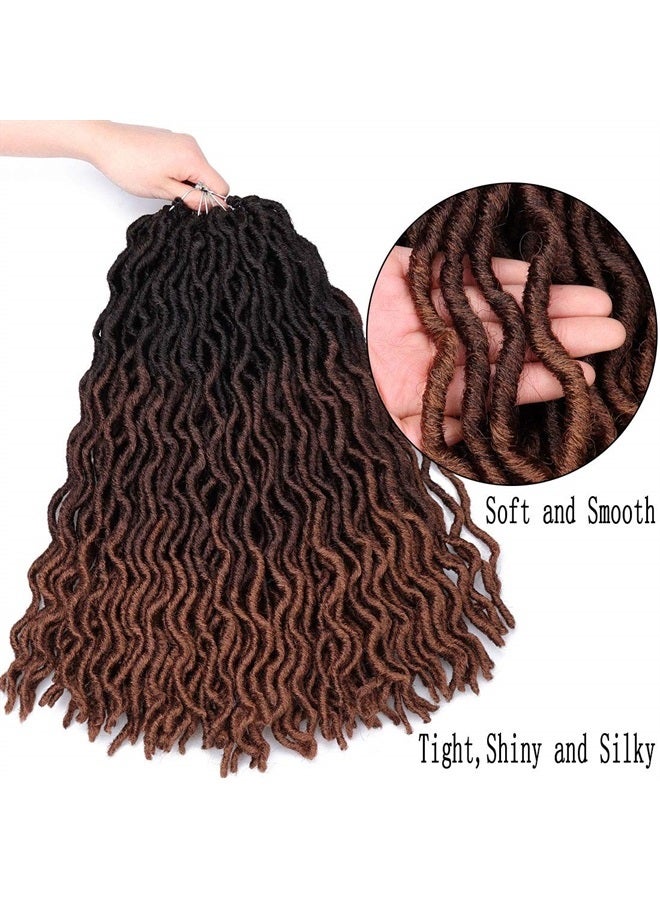 Liyate 18 Inch Goddess Faux locs Crochet Hair 6 Packs/Lot Soft Gypsy Locs Wavy Crochet Braids Dreadlocks 3Tone Curly Wavy Twist Braiding Hair Extensions African Roots Braid（# 1B/4/30#) - Image 4