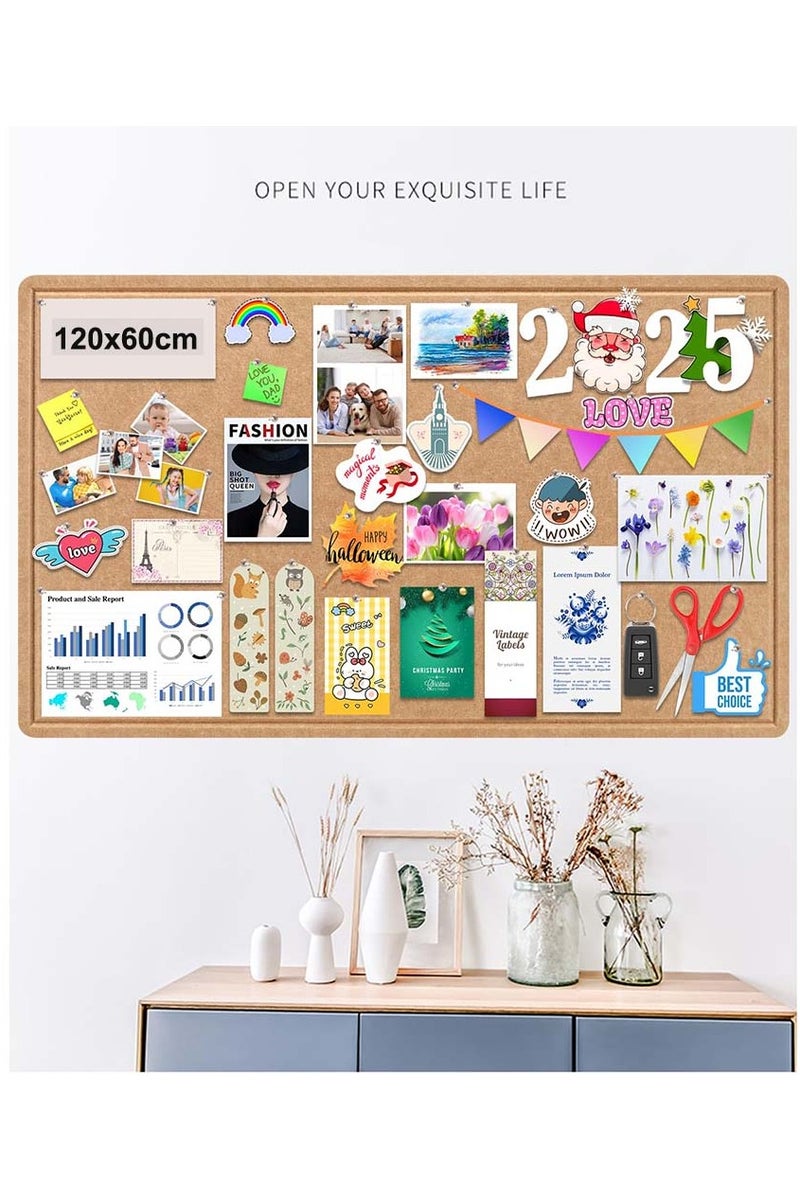 KINGMAZI Large Bulletin Board,60*120cm Felt Board Decorative Pin Board with Push Pins, Cork Board Alternative for Wall, Foldable Photo Board Self-Adhesive Vision Board Mood Board for School, Home - Image 2
