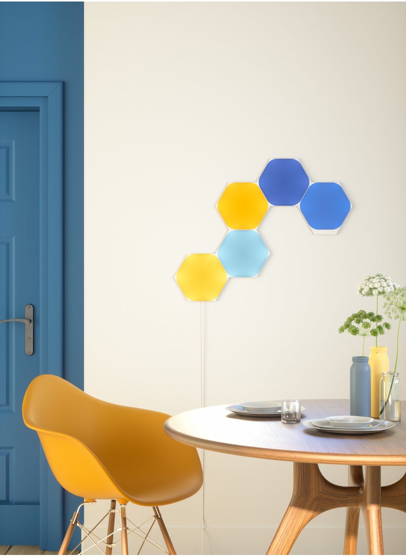 Nanoleaf SHAPES Hexagons Starter Kit - 5 Panels - Smart WiFi LED w/ Music Visualizer, Wall Decor, Home or Office Use, for Gamers, Design Concept, 16M+ Colors, Low Energy Consumption | Gaming Lights - White  - Image 3