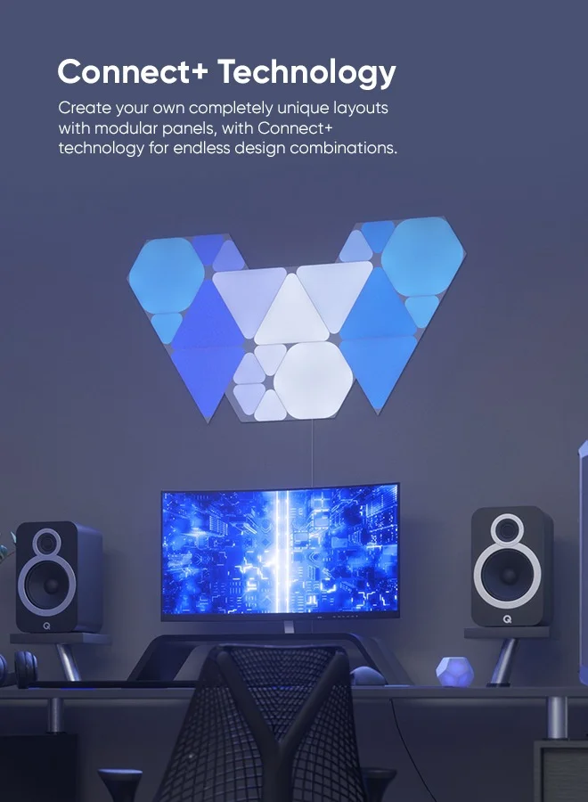Nanoleaf SHAPES Hexagons Starter Kit - 5 Panels - Smart WiFi LED w/ Music Visualizer, Wall Decor, Home or Office Use, for Gamers, Design Concept, 16M+ Colors, Low Energy Consumption | Gaming Lights - White
