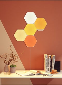 Nanoleaf مجموعة أدوات بداية SHAPES Hexagons - 5 لوحات - إضاءة LED ذكية تعمل بالواي فاي مع جهاز عرض موسيقى، ديكور حائط، للاستخدام في المنزل أو المكتب، للاعبي الألعاب، تصميم مميز، أكثر من 16 مليون لون، استهلاك منخفض للطاقة | مصابيح ألعاب - بيضاء  - Image 1