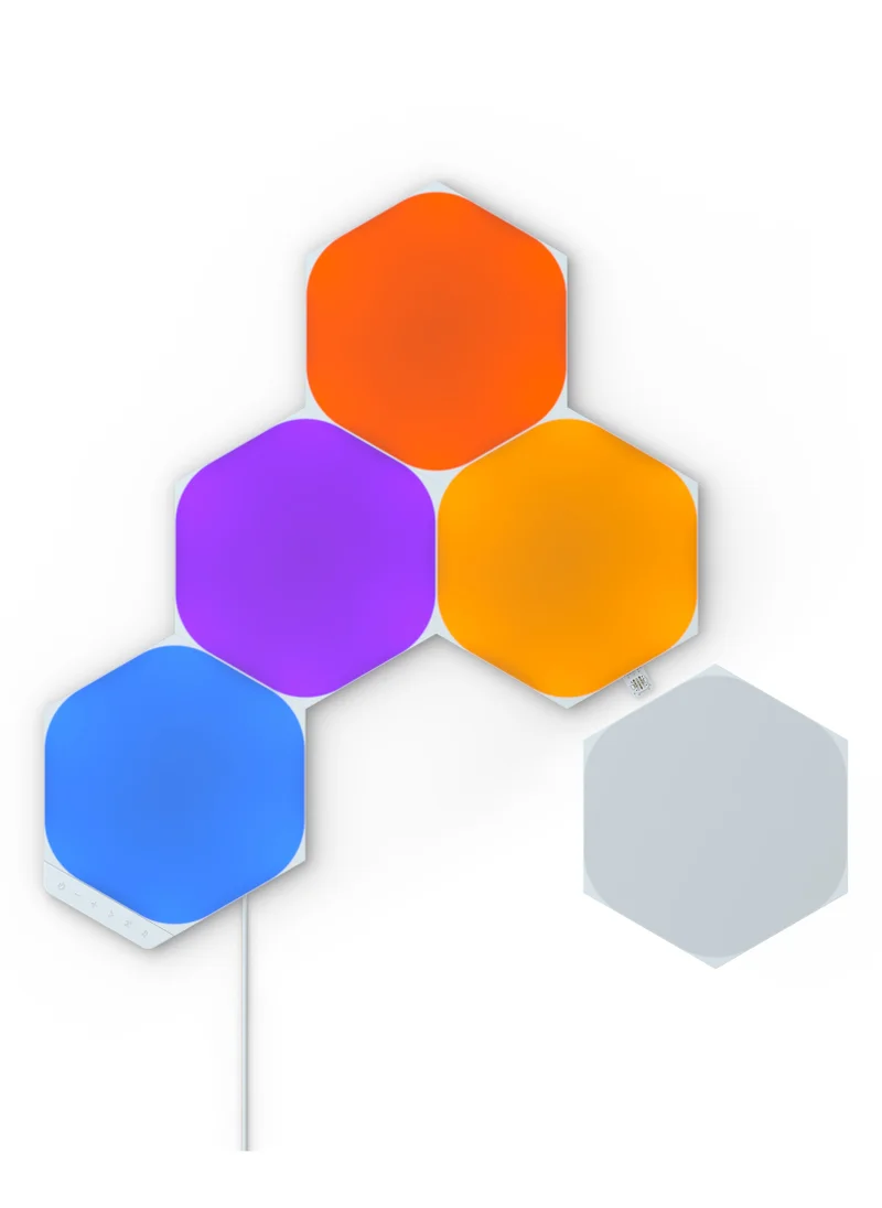 Nanoleaf SHAPES Hexagons Starter Kit - 5 Panels - Smart WiFi LED w/ Music Visualizer, Wall Decor, Home or Office Use, for Gamers, Design Concept, 16M+ Colors, Low Energy Consumption | Gaming Lights - White