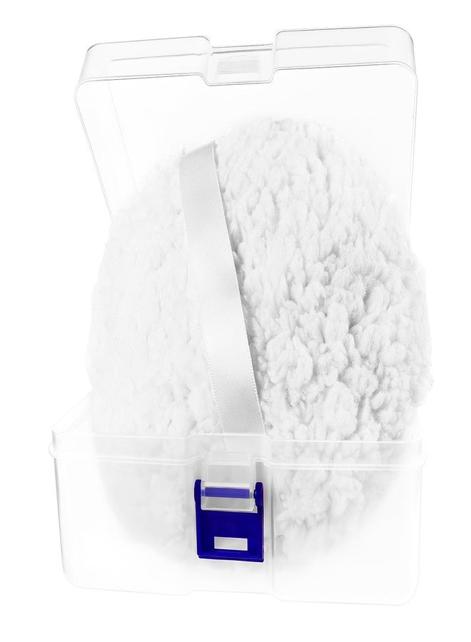 Quadafy Powder Puff, 6” X 3” White Body Powder Puff, Oversize Dust Puffs for Women, Soft and Comfortable Body Powder Puff and Container - Image 1