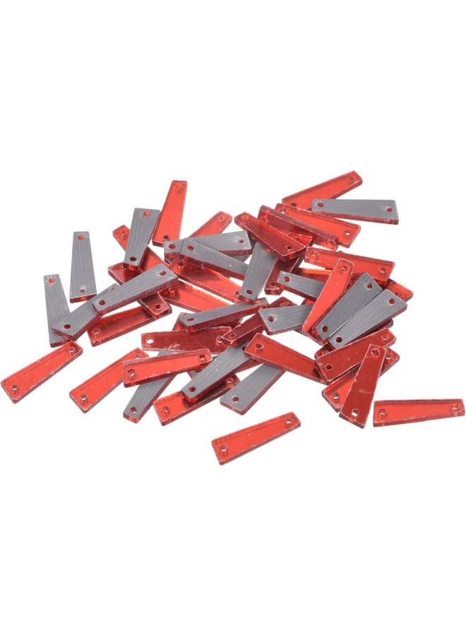 50pcs Sew on Acrylic Irregular Mirror Piece DIY Mirrored Rhinestones Mirror Beads for Evening Dresses Cloth Garment Red 19x6mm  - Image 1