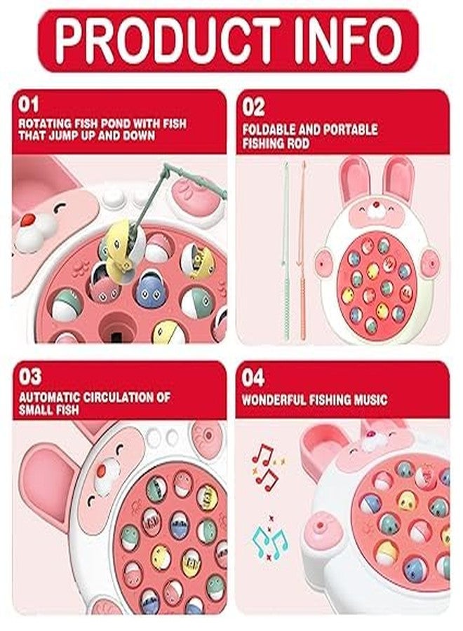 TRICKS TOYS Musical Fishing Game Set for Kids | 360° Rotating Board, 15 Bright Fish, 2 Poles | Educational Toy to Boost Focus & Motor Skills | Safe Gift Toy (Random Color) - Image 5