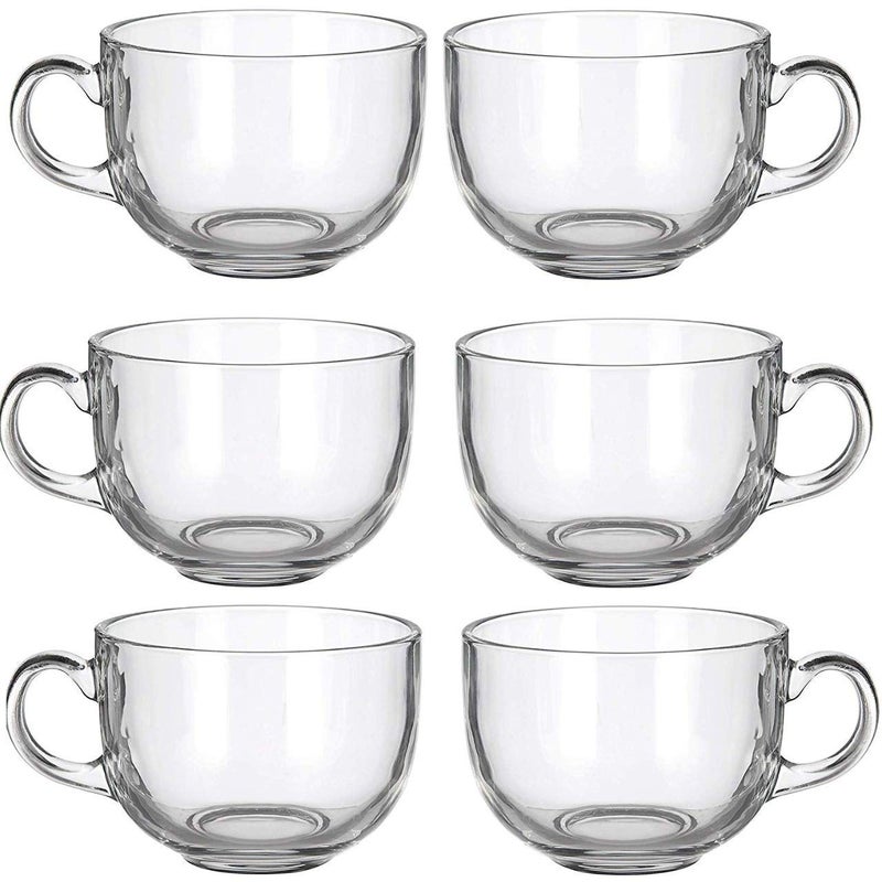 LVOOK Transparent Glass TeaBeverage Cup with Large Handel Heat Resistant Pack of 6 White 70 ML - Image 2