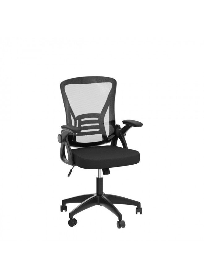 naspaluro Ergonomic Office Chair, Mid Back Desk Chair with Adjustable Height, Swivel Chair with Flip-Up Arms and Lumbar Support, Breathable Mesh Computer Chair for Home/Study/Working, Dark Black - Image 3