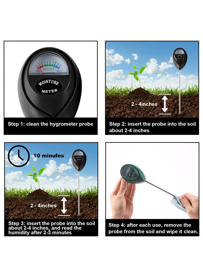Fpxnb 2 Packs Soil Moisture Meter, Plant Water Meter for House Plants, Soil Tester Test Kit Soil for Garden Lawn Farm Indoor & Outdoor Use, No Battery Required (Black & Green) - Image 4