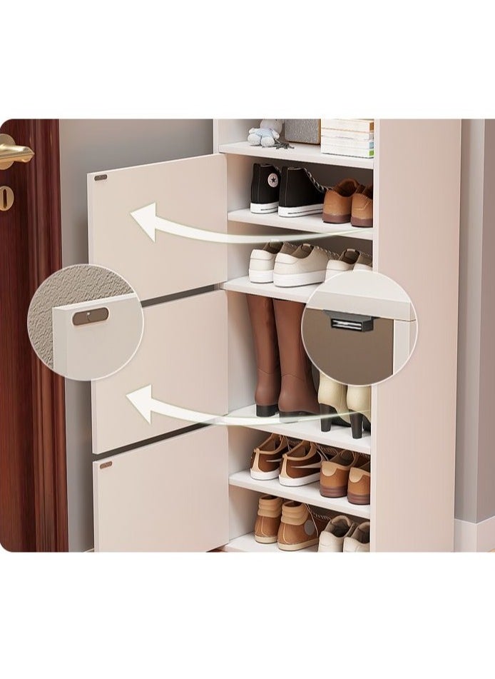 C&C Home - Space-Saving Multilayer Vertical Shoe Cabinet Stylish Dust-Proof and High Capacity Shoe Rack with doors for Small Spaces 180x43x30 cm White - Image 1