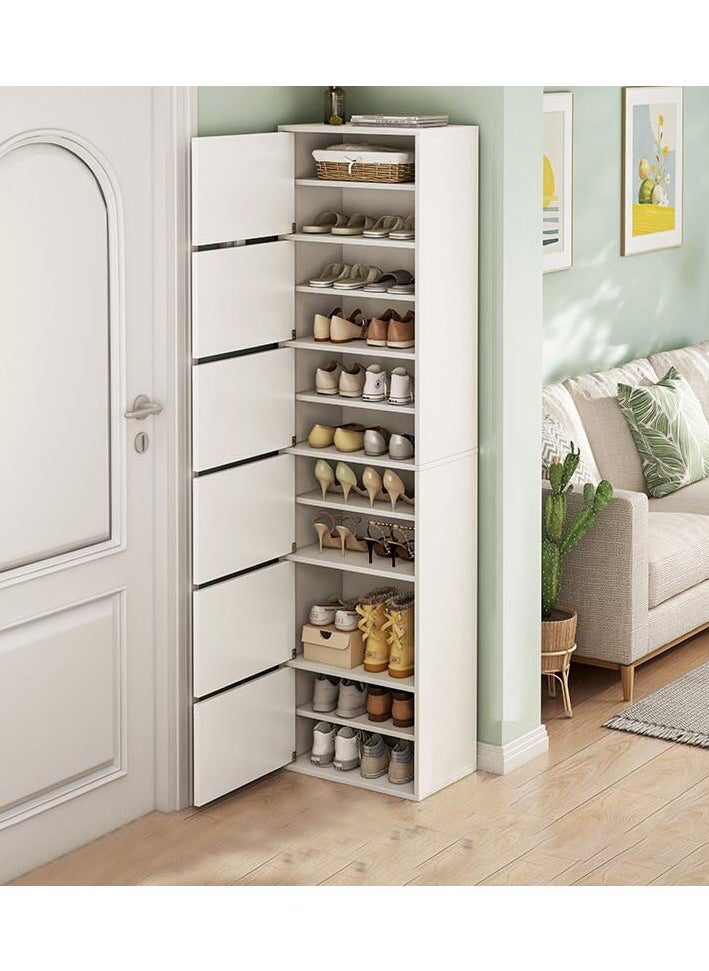 C&C Home - Space-Saving Multilayer Vertical Shoe Cabinet Stylish Dust-Proof and High Capacity Shoe Rack with doors for Small Spaces 180x43x30 cm White - Image 1