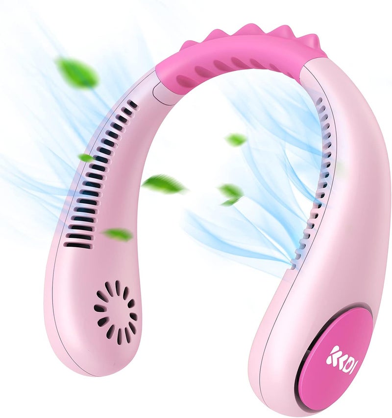 Kkdi مروحة رقبة للأطفال، مراوح محمولة بدون شفرات للأطفال من 4-14 سنة بنين وبنات، 2600mAh USB مروحة تبريد شخصية صغيرة للسفر/التخييم/الدراسة، 4 سرعات، خفيفة الوزن، مدمجة، هدية صيفية مثالية للأطفال - Image 1