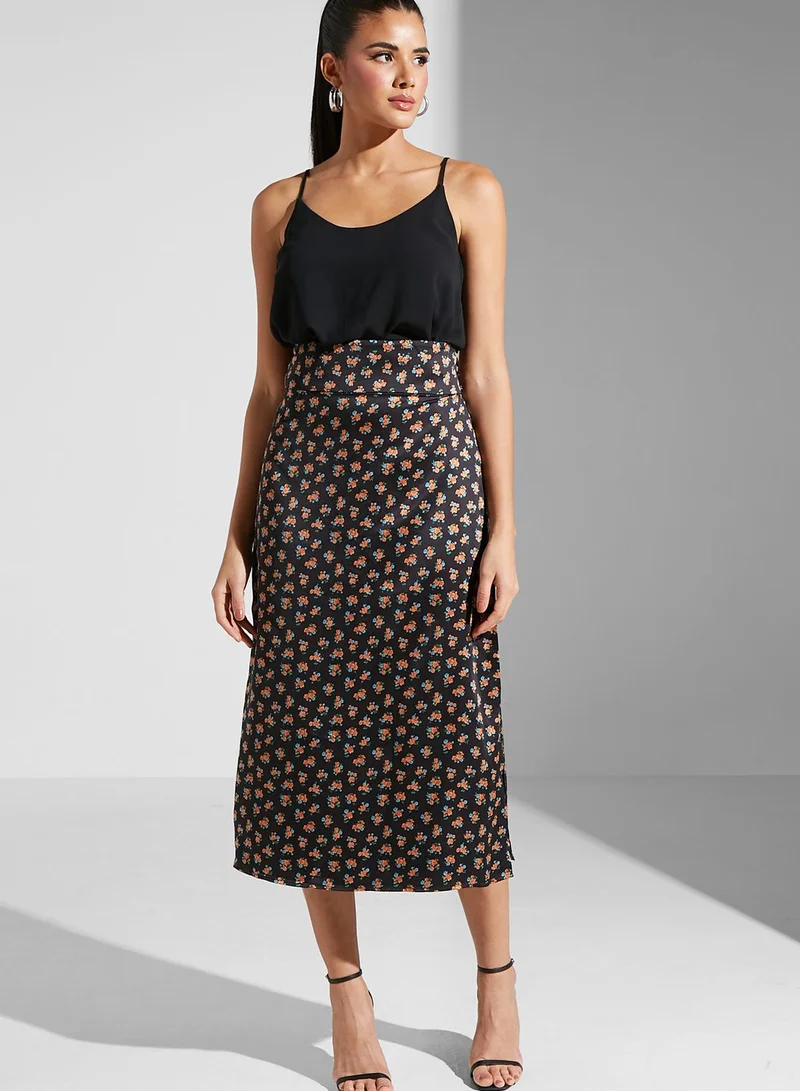 Cmeo collective Printed Pleated Midi Skirt