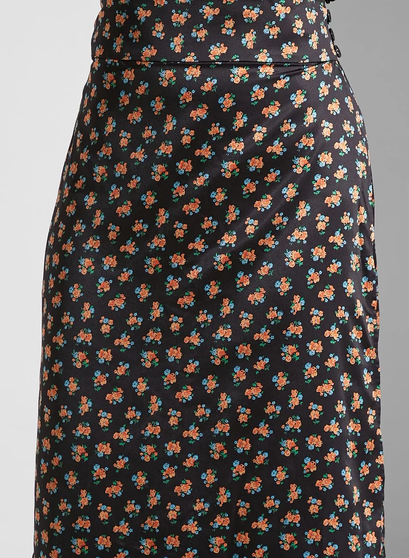 Cmeo collective Printed Pleated Midi Skirt