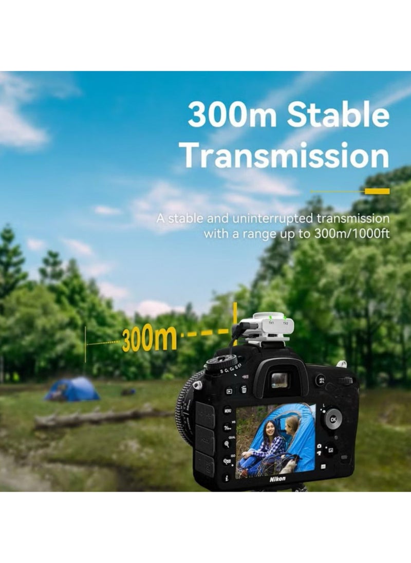 Lark M2 Wireless Lavalier Microphone (2TX+3RX) Compatible with Camera, iPhone, Android, 1000ft LOS Range, Hi-Fi Audio, Noise Cancellation, 40H Duration, for Vlogging
