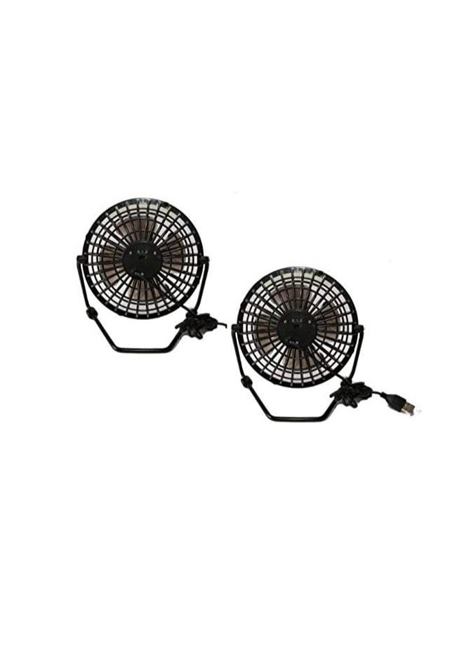 Generic Set of 2 USB Mini Desktop Fans – Silent 4-Inch Personal Cooling Fans for Home & Office (Black) 