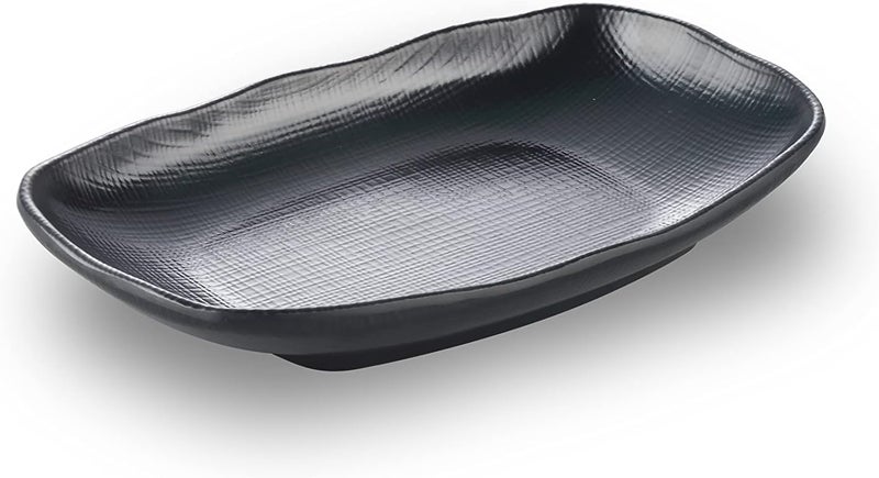 Servewell Melamine Oblong Oval Plate 23.3 x 14.6 x 3.2 cm - Black