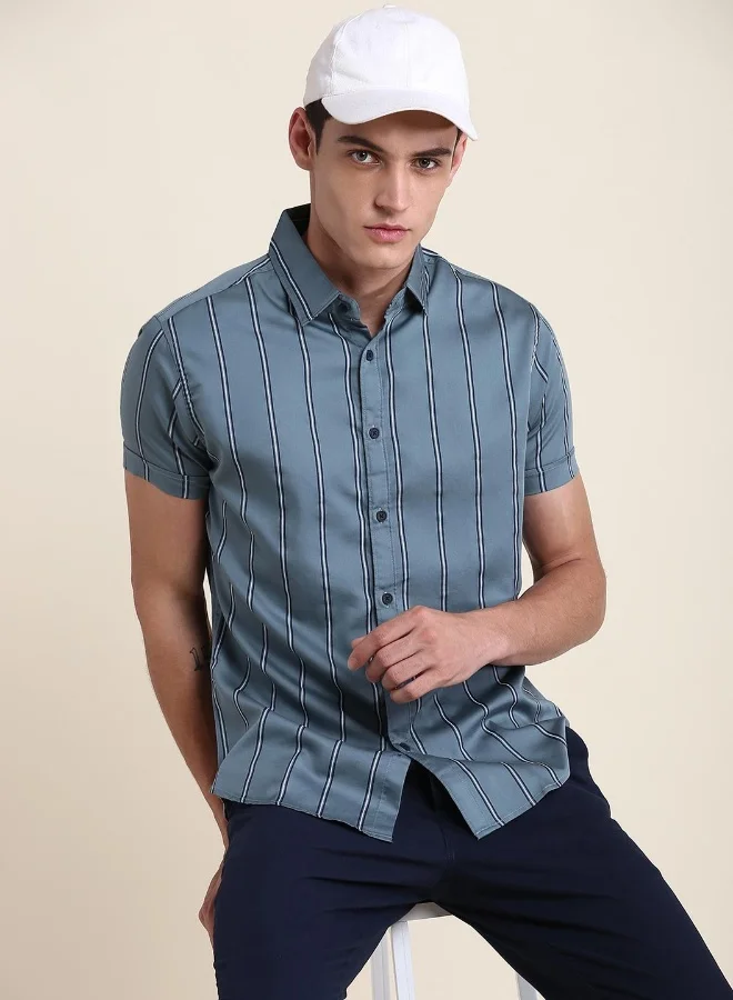 Dennis Lingo Slim Fit Olive Cotton Shirt – Modern and Comfortable