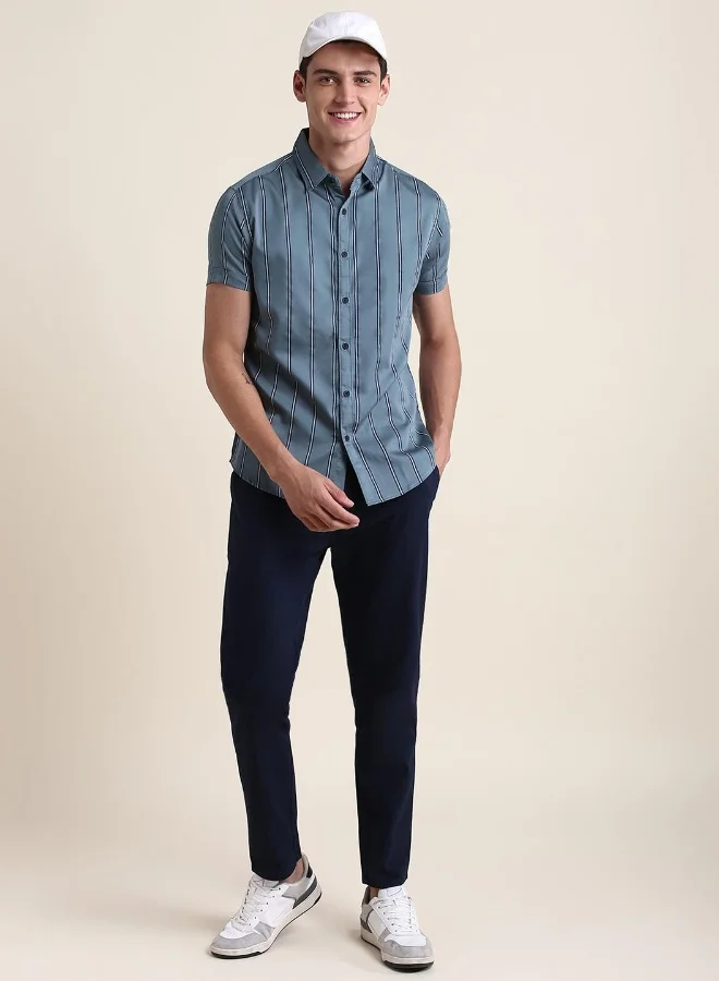 Dennis Lingo Slim Fit Olive Cotton Shirt – Modern and Comfortable