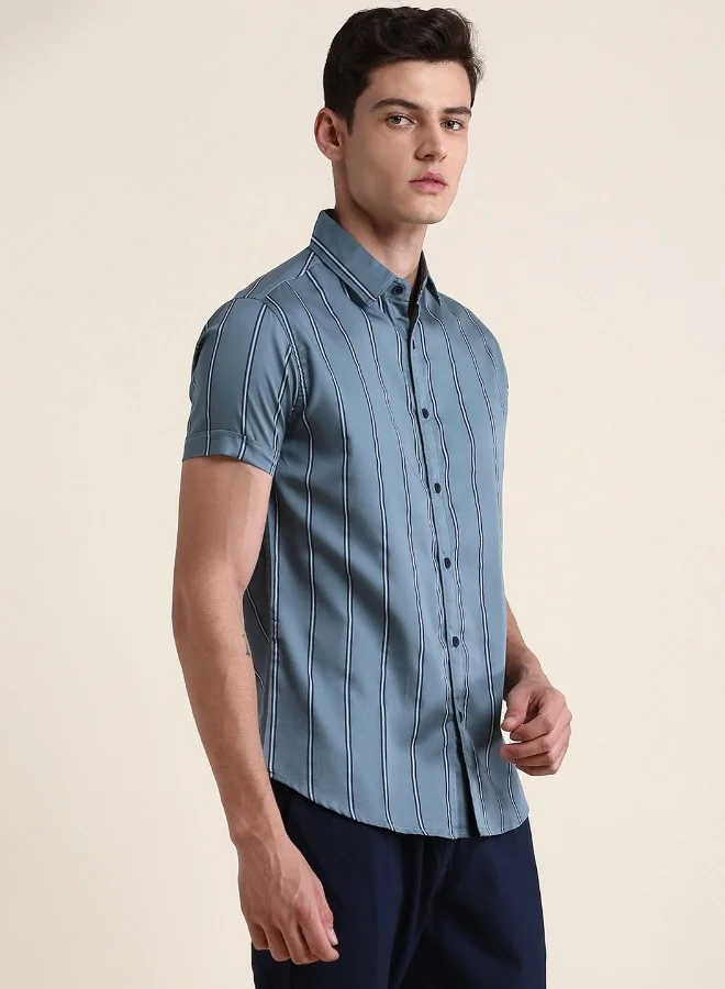Dennis Lingo Slim Fit Olive Cotton Shirt – Modern and Comfortable