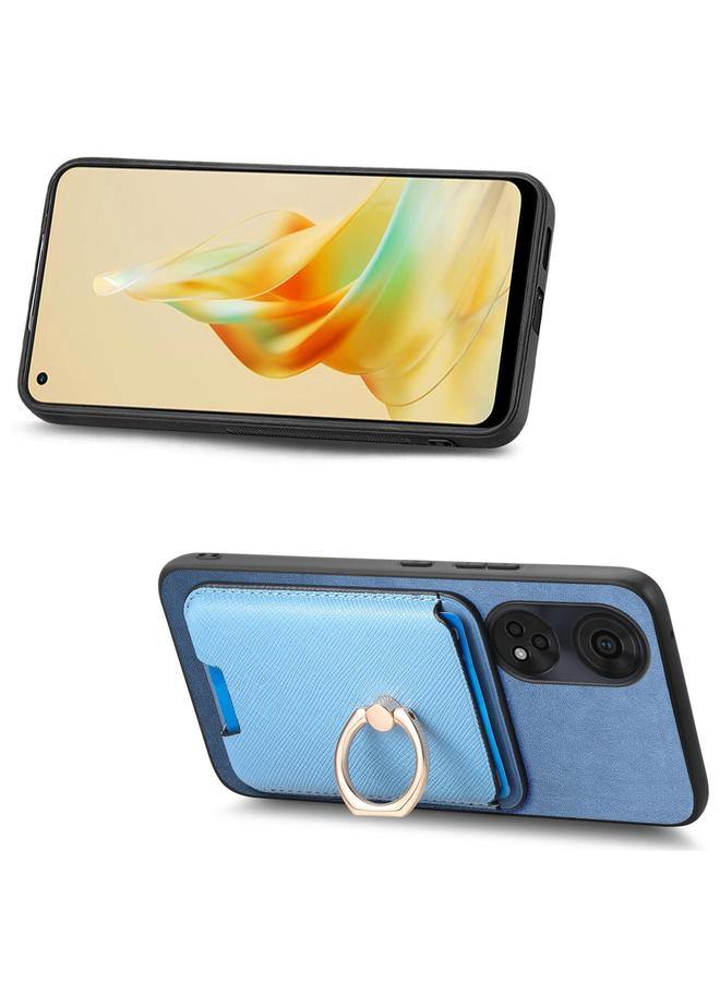 S-TOP Case For OPPO Reno12 Pro Global Retro Cross Leather Ring Vertical Insert Card Bag MagSafe Phone Case - Image 4