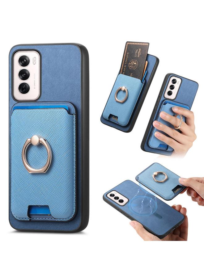 S-TOP Case For OPPO Reno12 Pro Global Retro Cross Leather Ring Vertical Insert Card Bag MagSafe Phone Case - Image 1