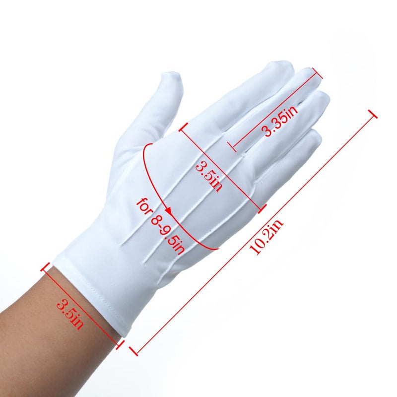 JISEN Men Police Formal Tuxedo Honor Guard Parade White Nylon Cotton Gloves 26cm - Image 2