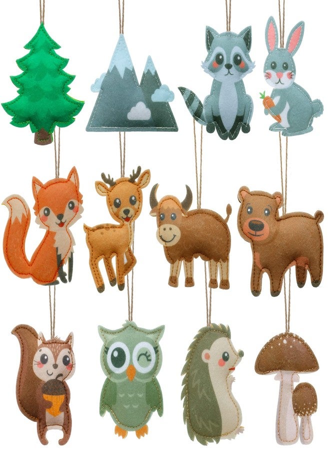 Moukeren 12 Pieces Christmas Felt Woodland Animals Ornaments My Forest Friends Animals Hanging Ornament Decor Set for Crafts Christmas Tree Decorations - Image 1