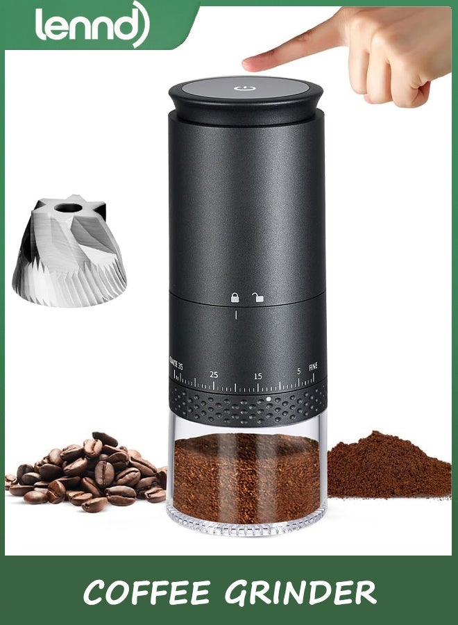 LENND Burr Coffee Grinder - Portable Espresso Grinder with Stainless Steel Conical Mill for Travel, Camping - Cordless/Rechargeable Electric Coffee Bean Grinders with 38 Adjustable Grind Settings - Image 1