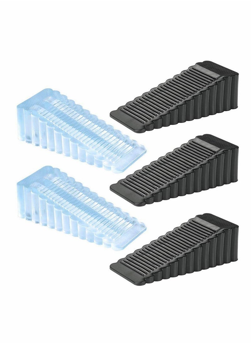 KASTWAVE Door Stopper 5 Pack Rubber Door Stopper Anti-Slip Removable Door Wedge Door Stopper for Home School Hospital Heavy Duty Security Door Stopper, Non-Scratching Door Stop(Transparent and Black)  - Image 1