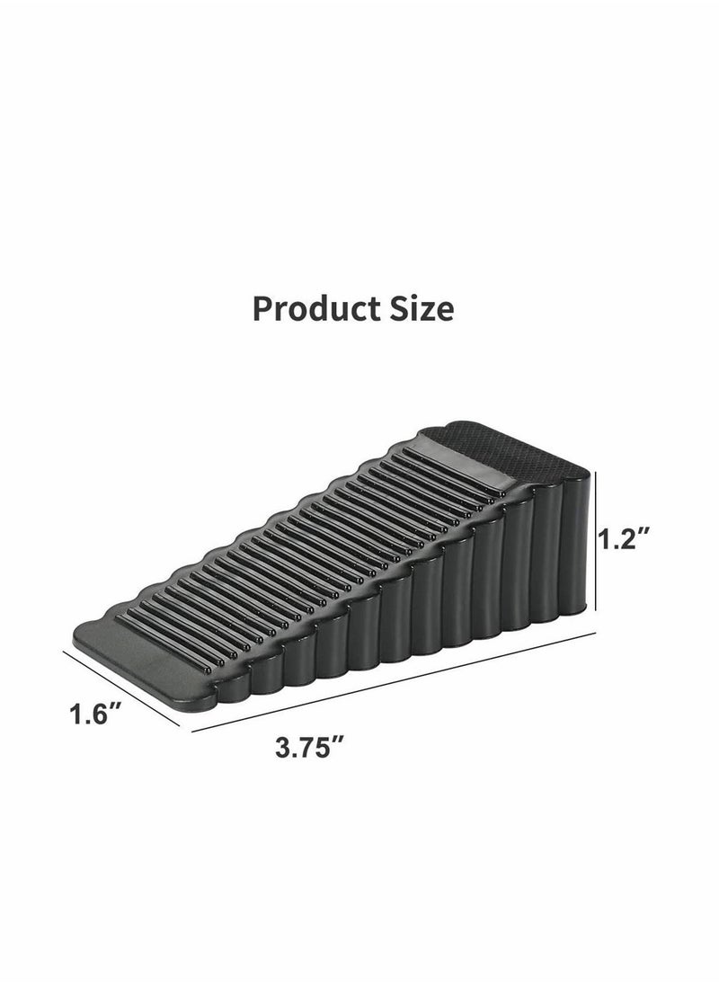 KASTWAVE Door Stopper 5 Pack Rubber Door Stopper Anti-Slip Removable Door Wedge Door Stopper for Home School Hospital Heavy Duty Security Door Stopper, Non-Scratching Door Stop(Transparent and Black)  - Image 2