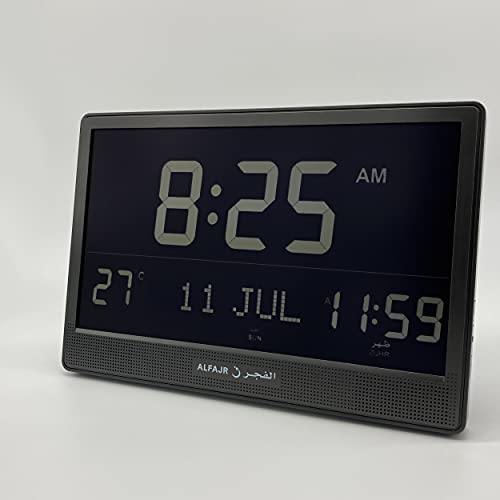 Alfajr ساعة حائط أذان الفجر كبيرة جداً - CJ-17 سوداء - أذان تلقائي خمس مرات بخمس أصوات مختلفة - Image 5